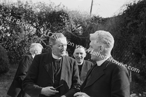 CANDID SHOT OF REV. C O'RIORDAN AND J GOULD P.P.